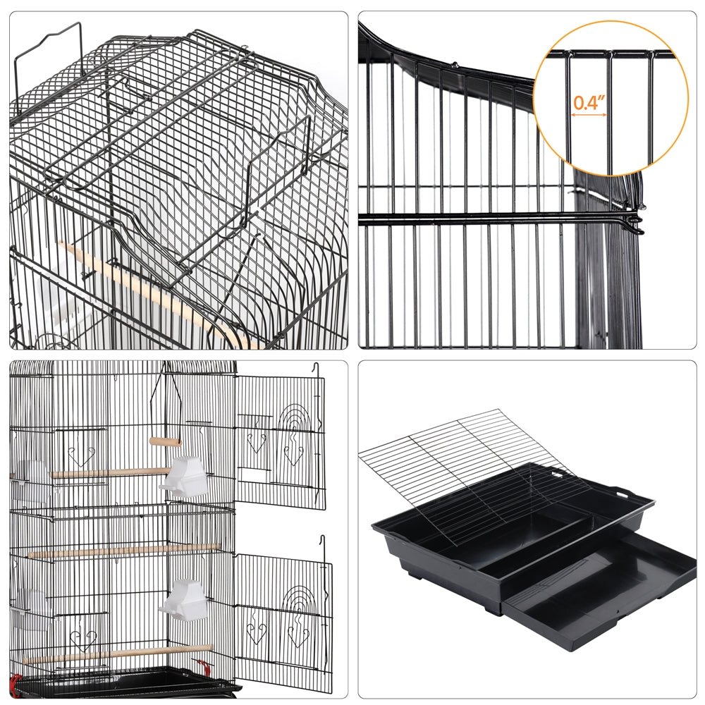 Costoffs Birdcages 41in Metal Birdcage Parrot Cage with Slide-out Tray& Four Feeders