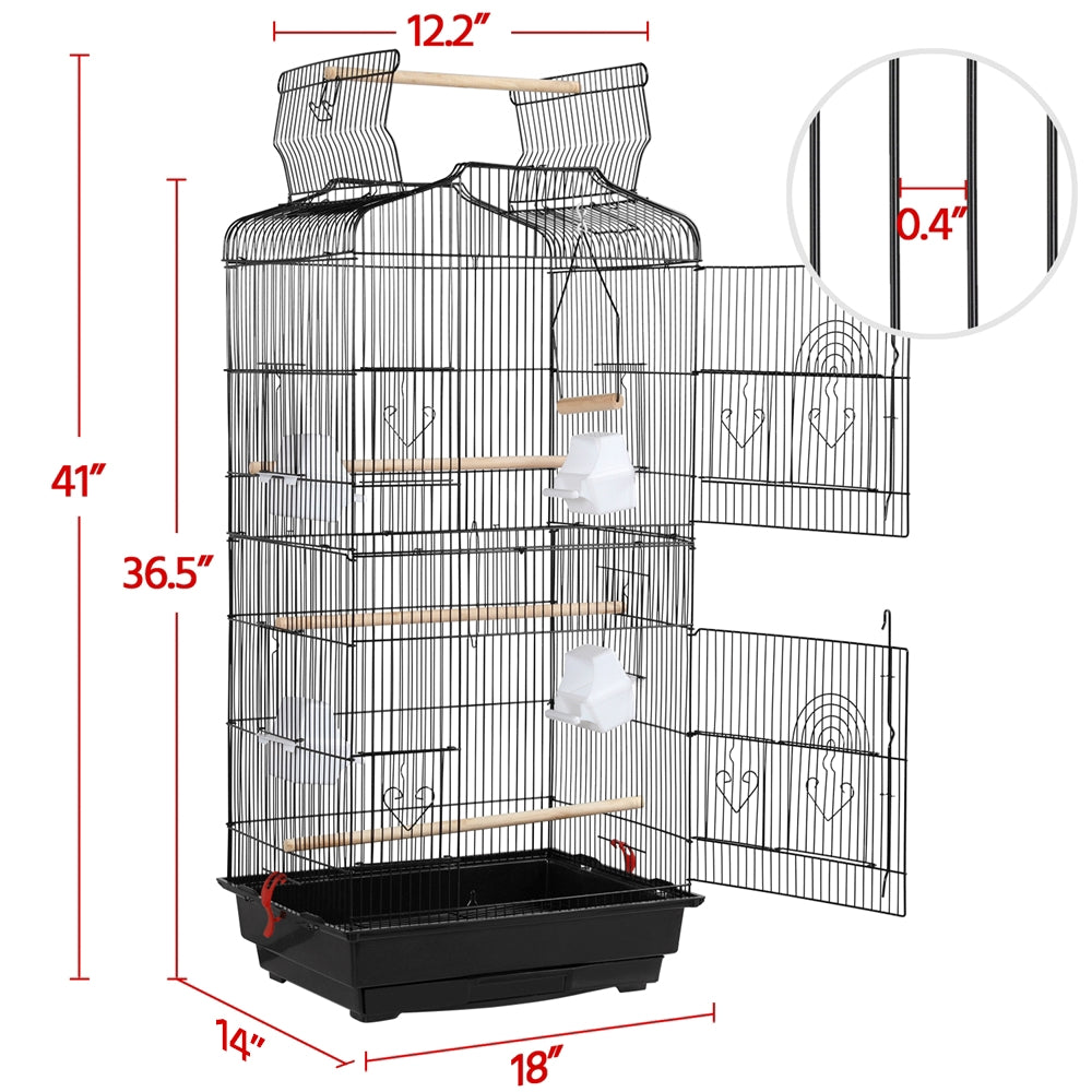 Costoffs Birdcages 41in Metal Birdcage Parrot Cage with Slide-out Tray& Four Feeders