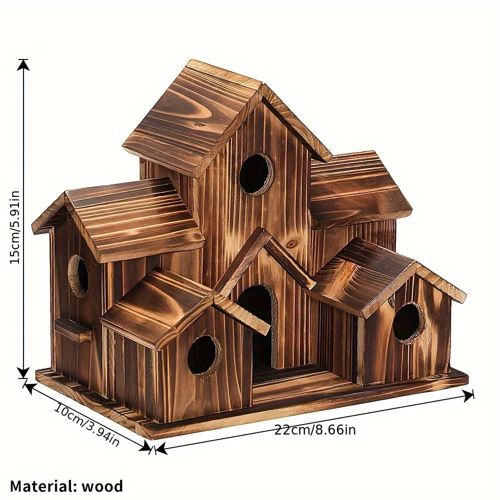 Wooden Bird Nest, Creative Pastoral Outdoor Parrot Bird Nest, Villa Style Bird Feeder