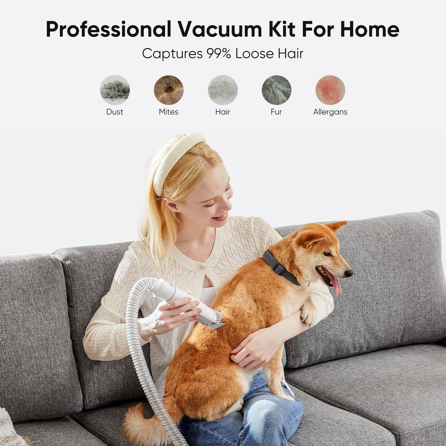 Professional Pet Grooming Vacuum Kit With Clippers, Multifunctional 3 Suction Modes, And 5 Groomer Tools