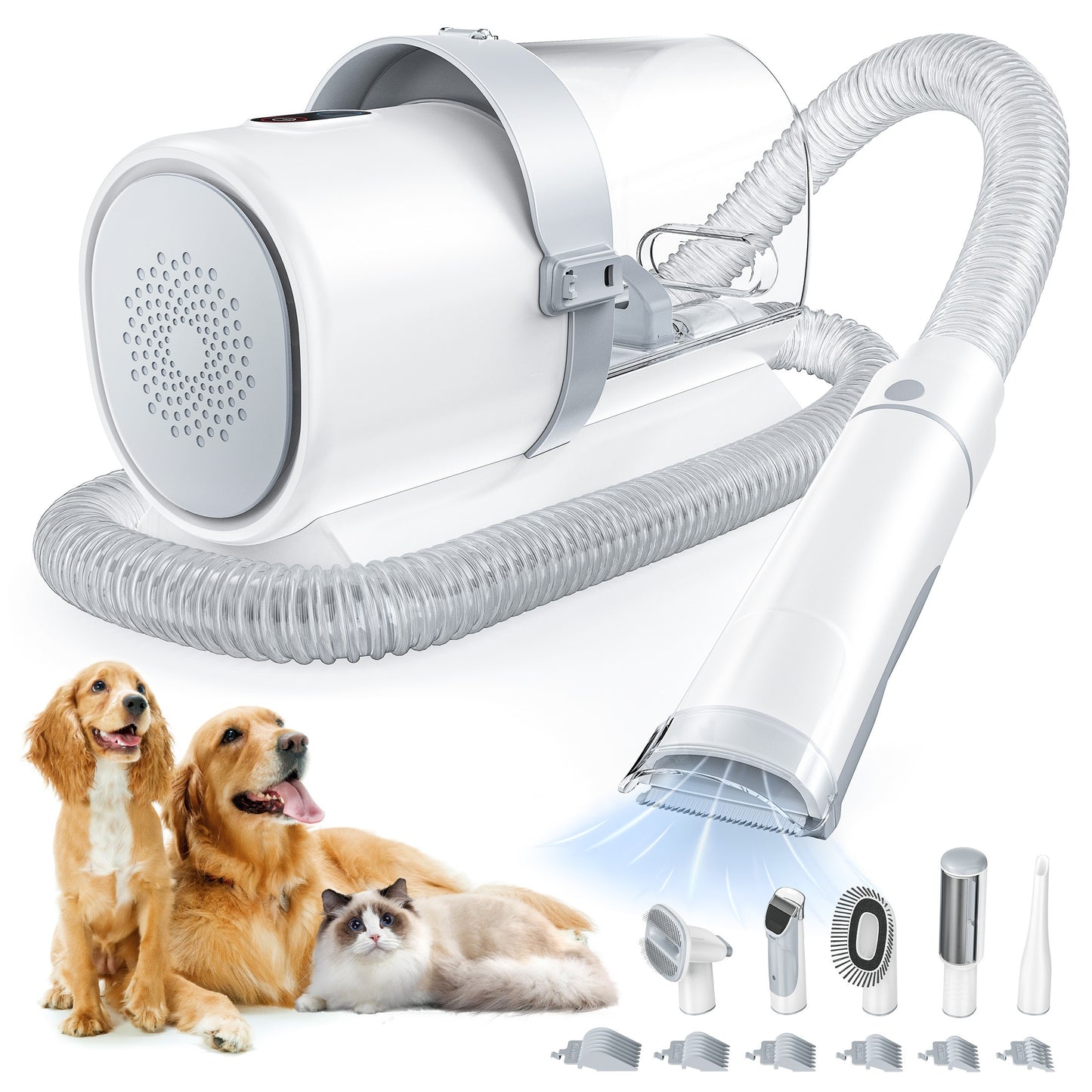 Professional Pet Grooming Vacuum Kit With Clippers, Multifunctional 3 Suction Modes, And 5 Groomer Tools