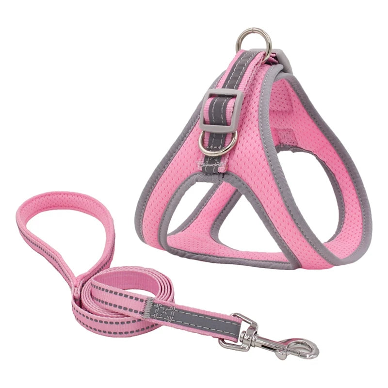 XS-XL Breathable Durable Dog Pet Harness Collar Leash Set Puppy Cats Vest Harness Collars s
