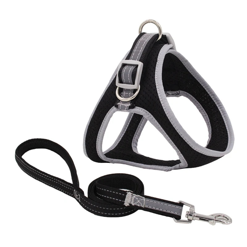 XS-XL Breathable Durable Dog Pet Harness Collar Leash Set Puppy Cats Vest Harness Collars s