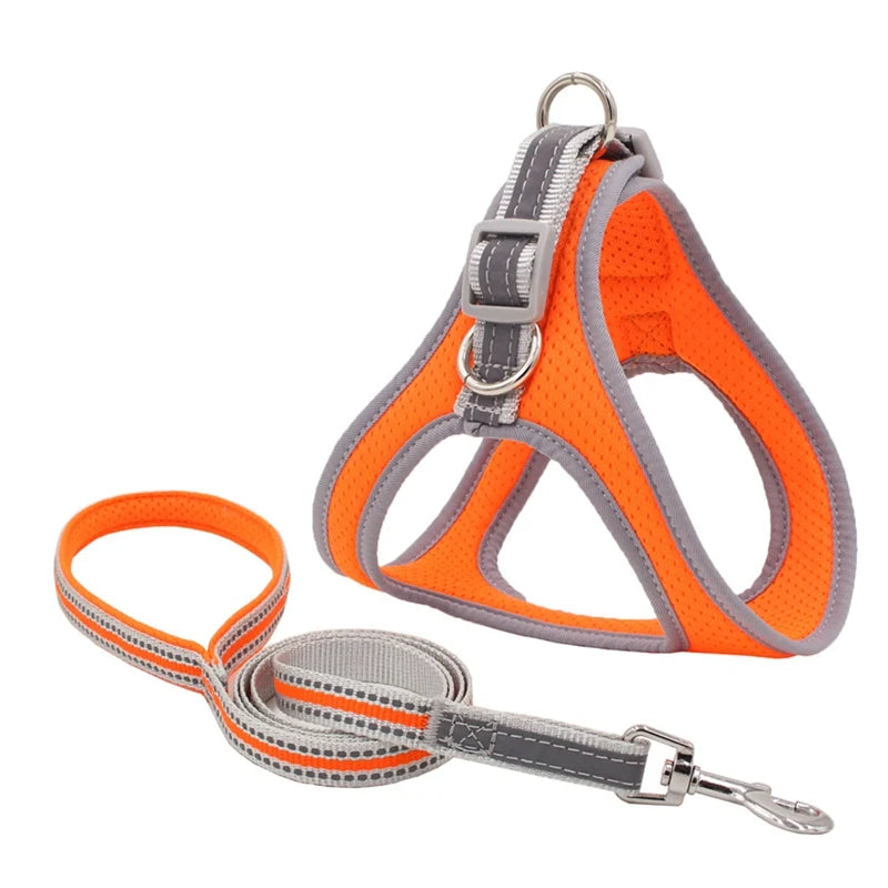 XS-XL Breathable Durable Dog Pet Harness Collar Leash Set Puppy Cats Vest Harness Collars s