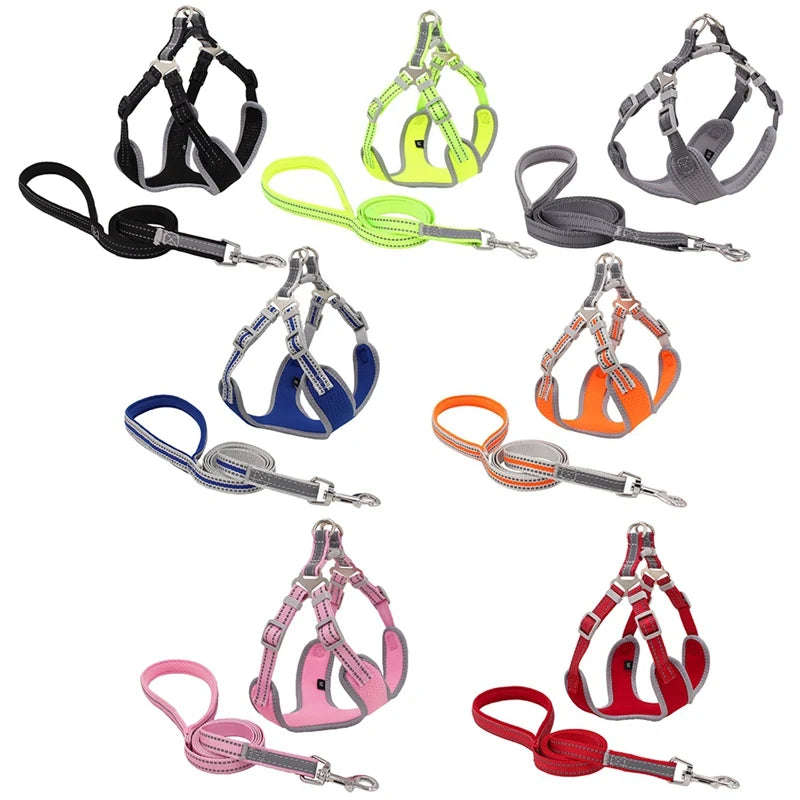 XS-XL Breathable Durable Dog Pet Harness Collar Leash Set Puppy Cats Vest Harness Collars s