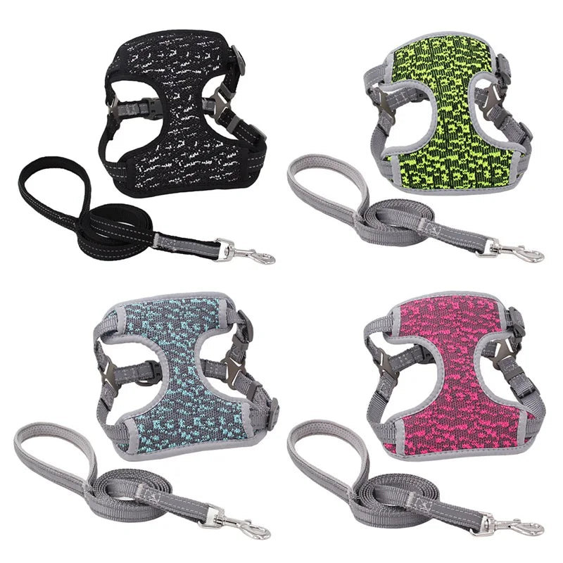 XS-XL Breathable Durable Dog Pet Harness Collar Leash Set Puppy Cats Vest Harness Collars s