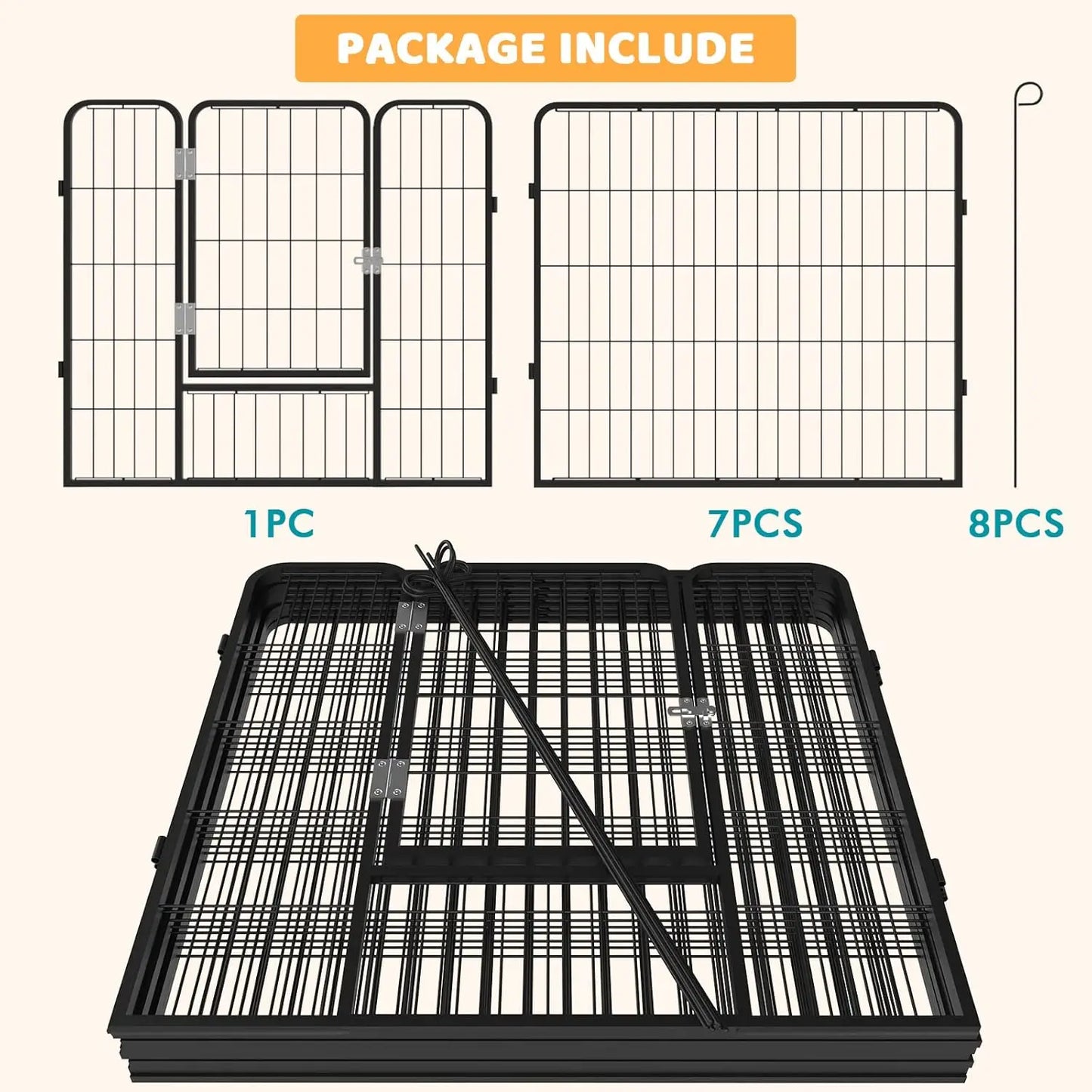 Heavy Duty Metal Dog Playpen for Medium/Small Animals,  Dog Fence Exercise Pen with Doors