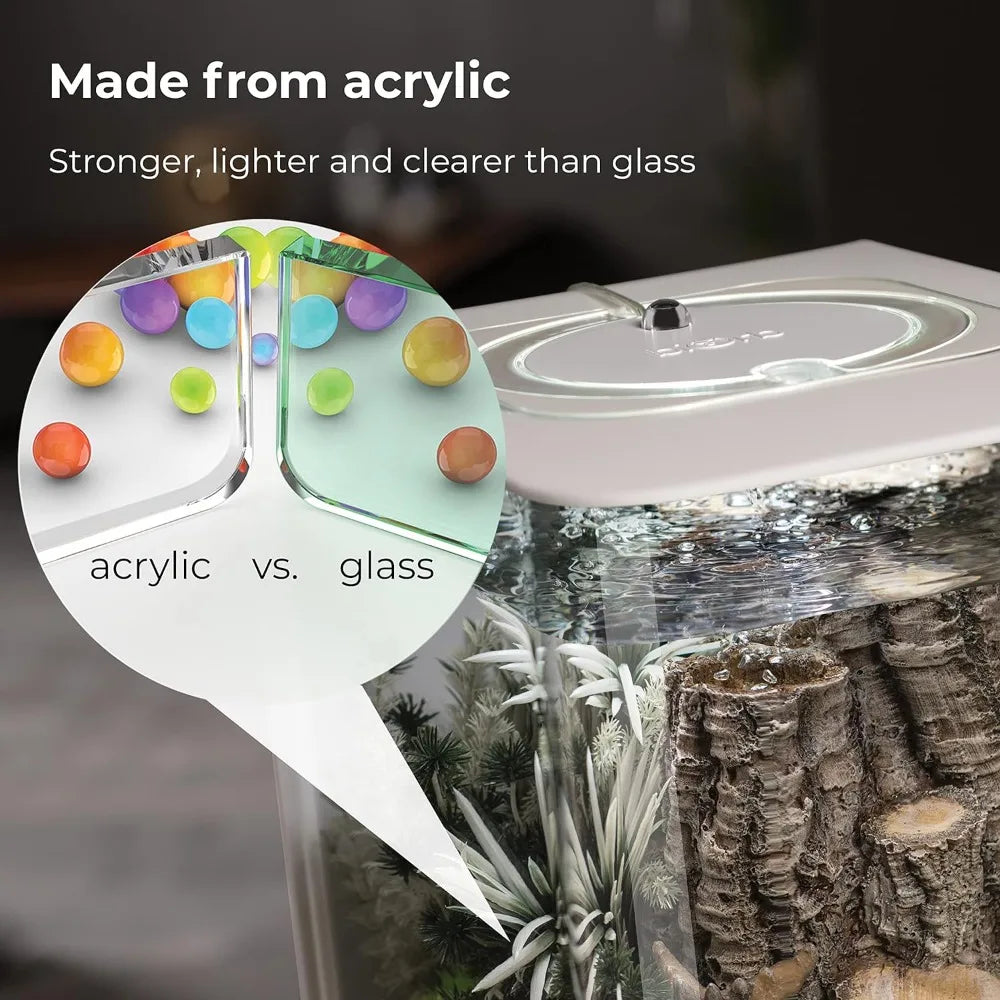 Acrylic Aquarium With White LED Light Modern Tank for Tabletop Display Fish Fishbowl