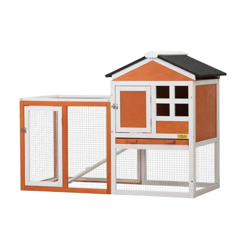 US Wooden Rabbit Hutch Cage House Habitat Animal Pet Chicken Coop Outdoor Indoor Roof
