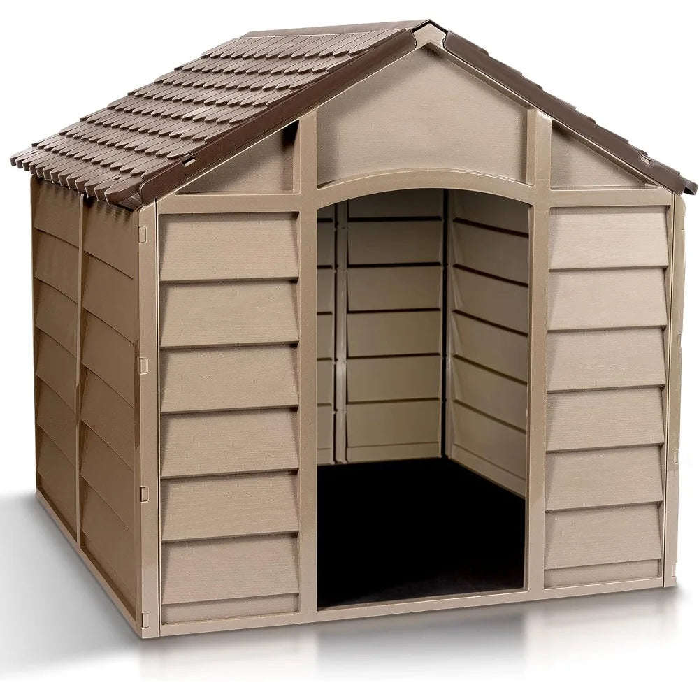 Small Dog Kennel: 1 Outdoor Plastic Pet House Cage for Dogs Weather & Water Resistant Home