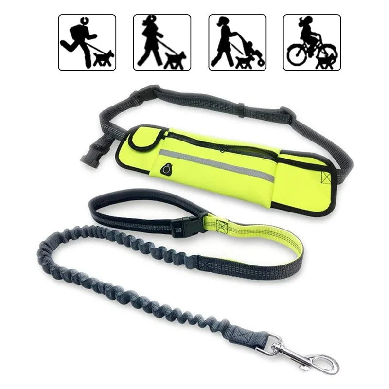 Pet Dog Leash Running Multi-functional Belt Bag Harness Collar Jogging Leading Adjustable Leashes
