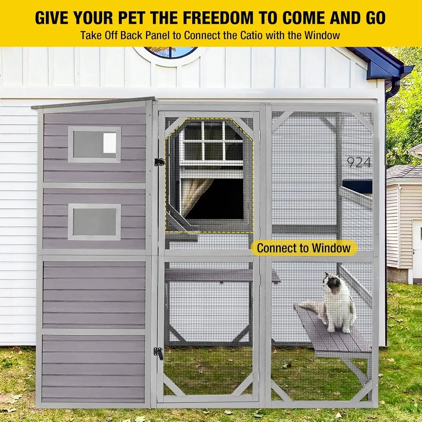 Large Cat Catio 4 Tiers Cat Enclosures House for Outdoor Indoor Cats with Weatherproof Roof