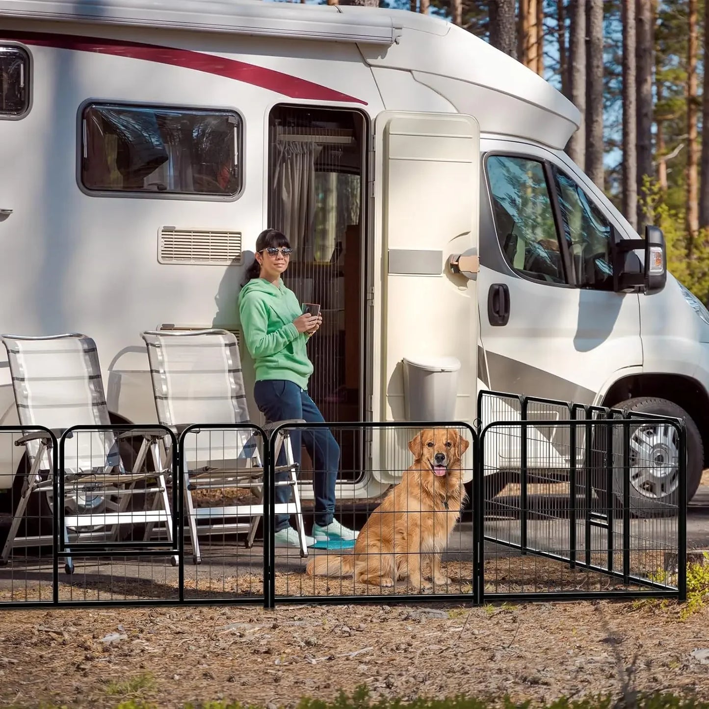 Dog Playpen Indoor Fence 16 Panel 40" Height Metal Exercise Pen with Door Small Puppy/Medium/Large Dogs