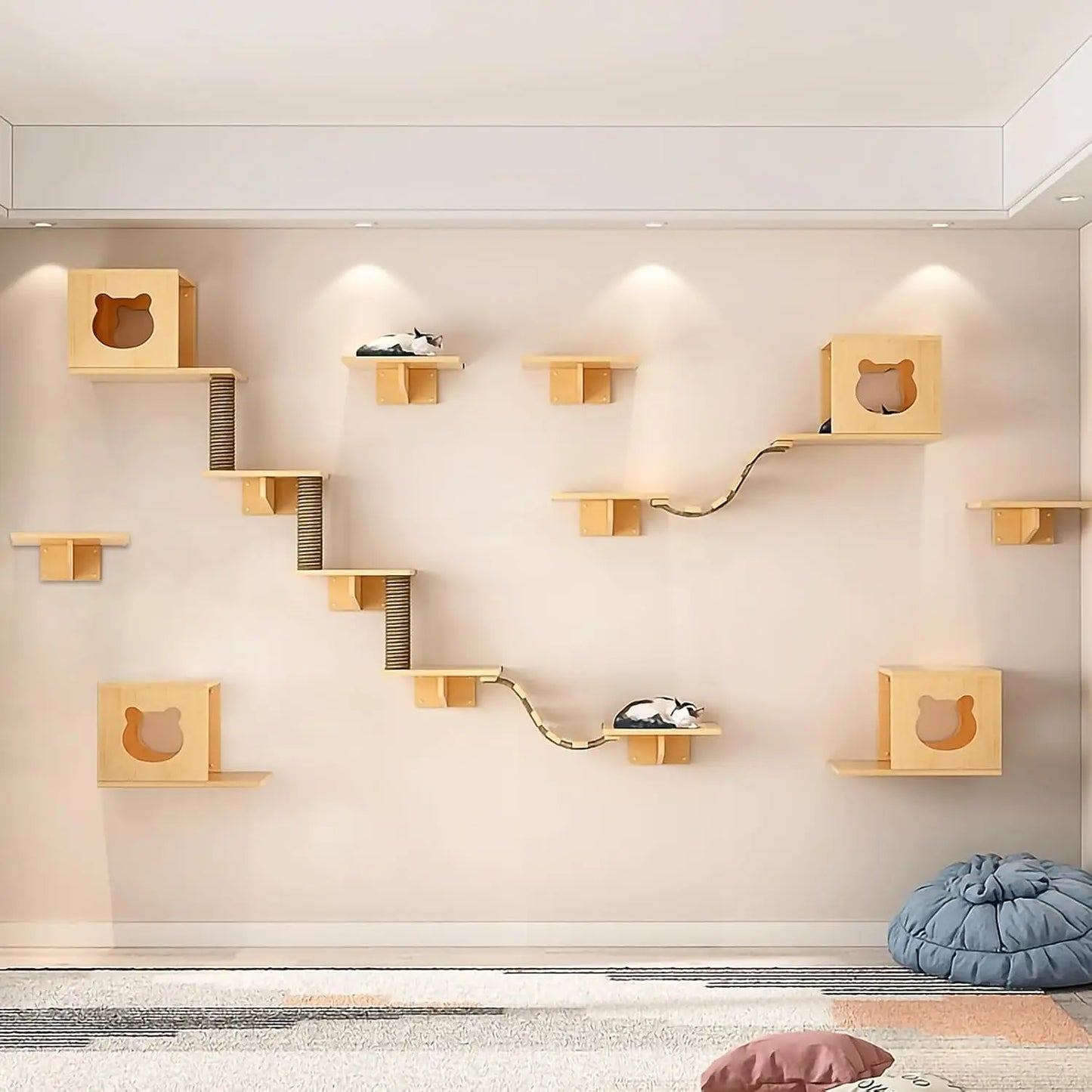 Cat Wall Shelves, Wall Furniture, Shelves and Perches for Wall,  Wall Steps Set with 4 Condos House