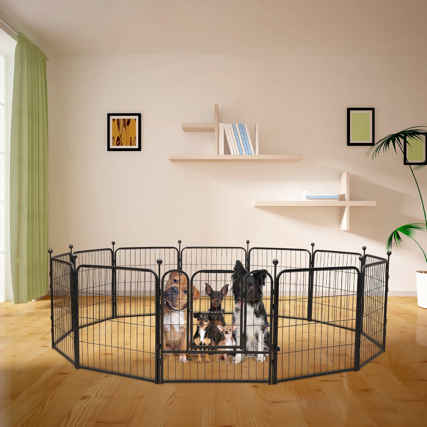 Dog Fence 23.6-in Height Dog Playpen Outdoor with Doors for Large/Medium/Small Dogs Pet,Puppy Playpen