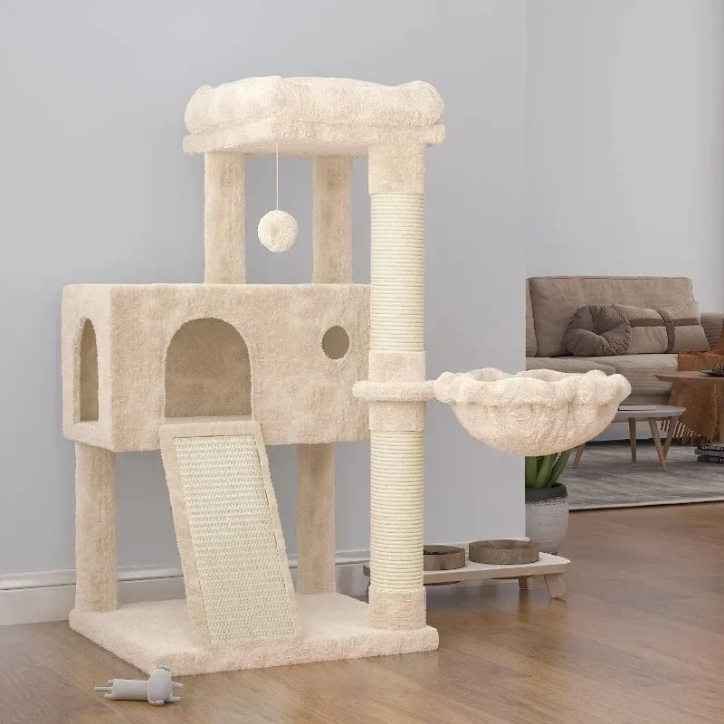 Cat Tree 36-inch Cat Tower with Cat Hammock, Sisal Grab After Indoor Cat, Small Room, Beige
