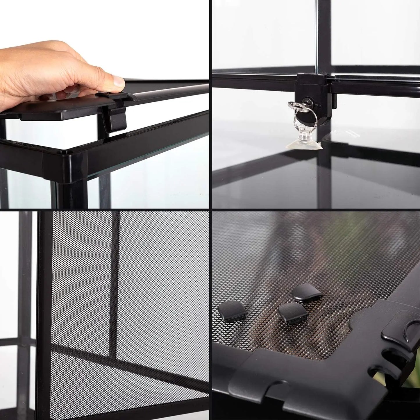 24" x 18" x 36" Reptile Tall Glass Terrarium Habitat Double Hinge Door with Screen Ventilation
