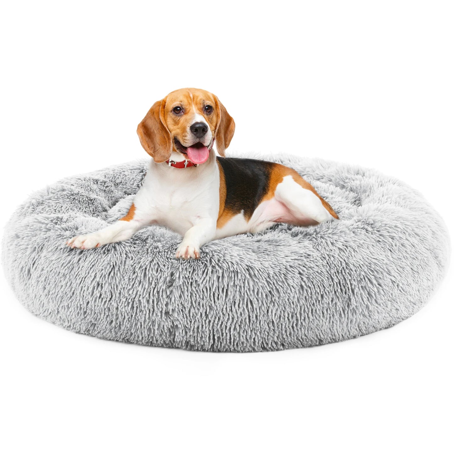 Dog Bed for Medium to Large Dogs Washable Large Pet Bed Anti-Slip Round Fluffy Plush Faux Fur Dog Bed