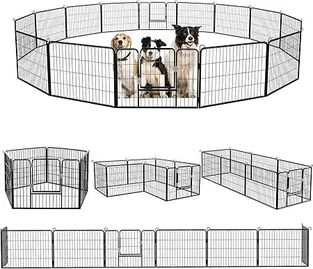 Heavy Duty Metal Dog Playpen for Medium/Small Animals,  Dog Fence Exercise Pen with Doors