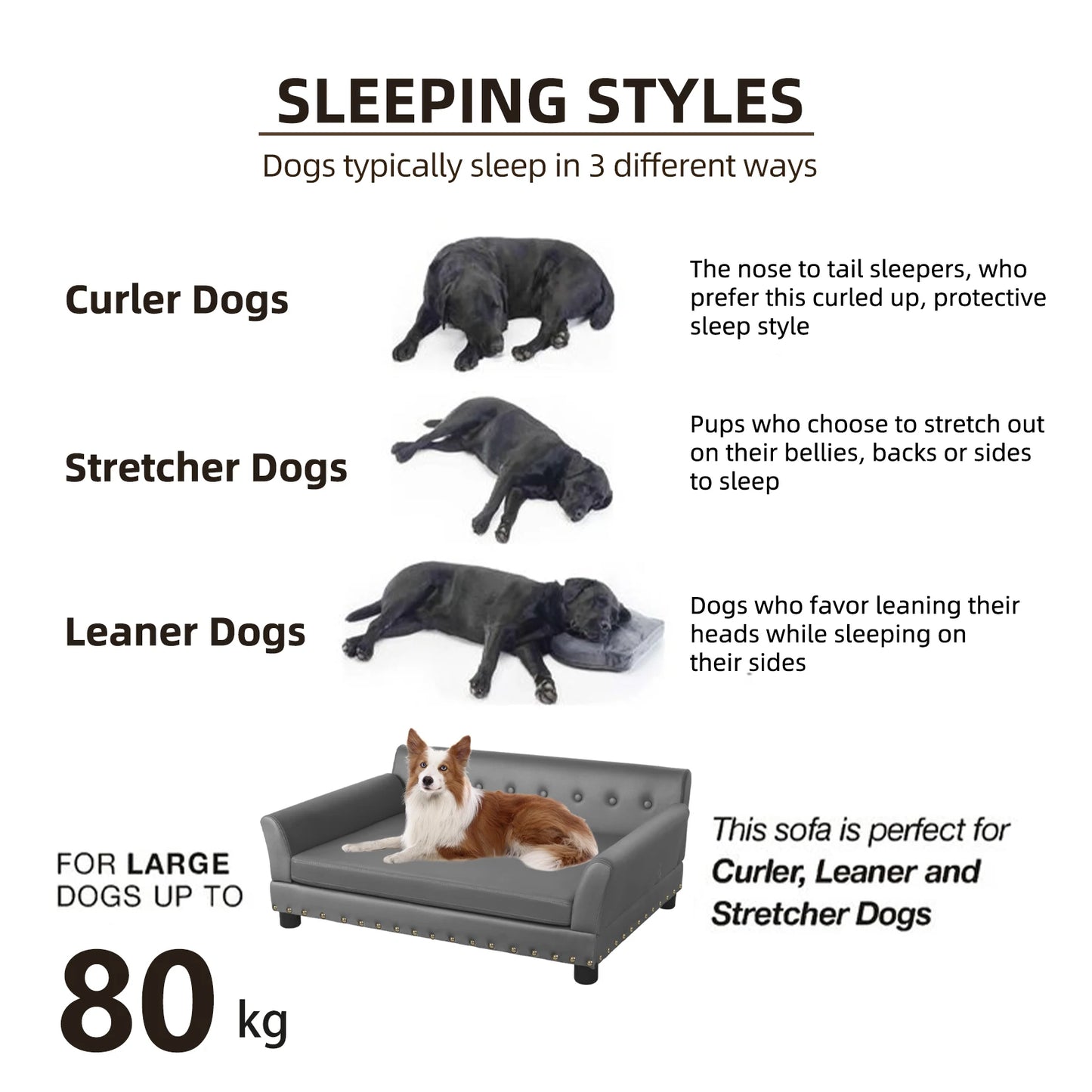 Elevated Dog Bed Sofa Microfiber Leather Cover Luxurious Extra Large Pet Chair with Removable Cushion