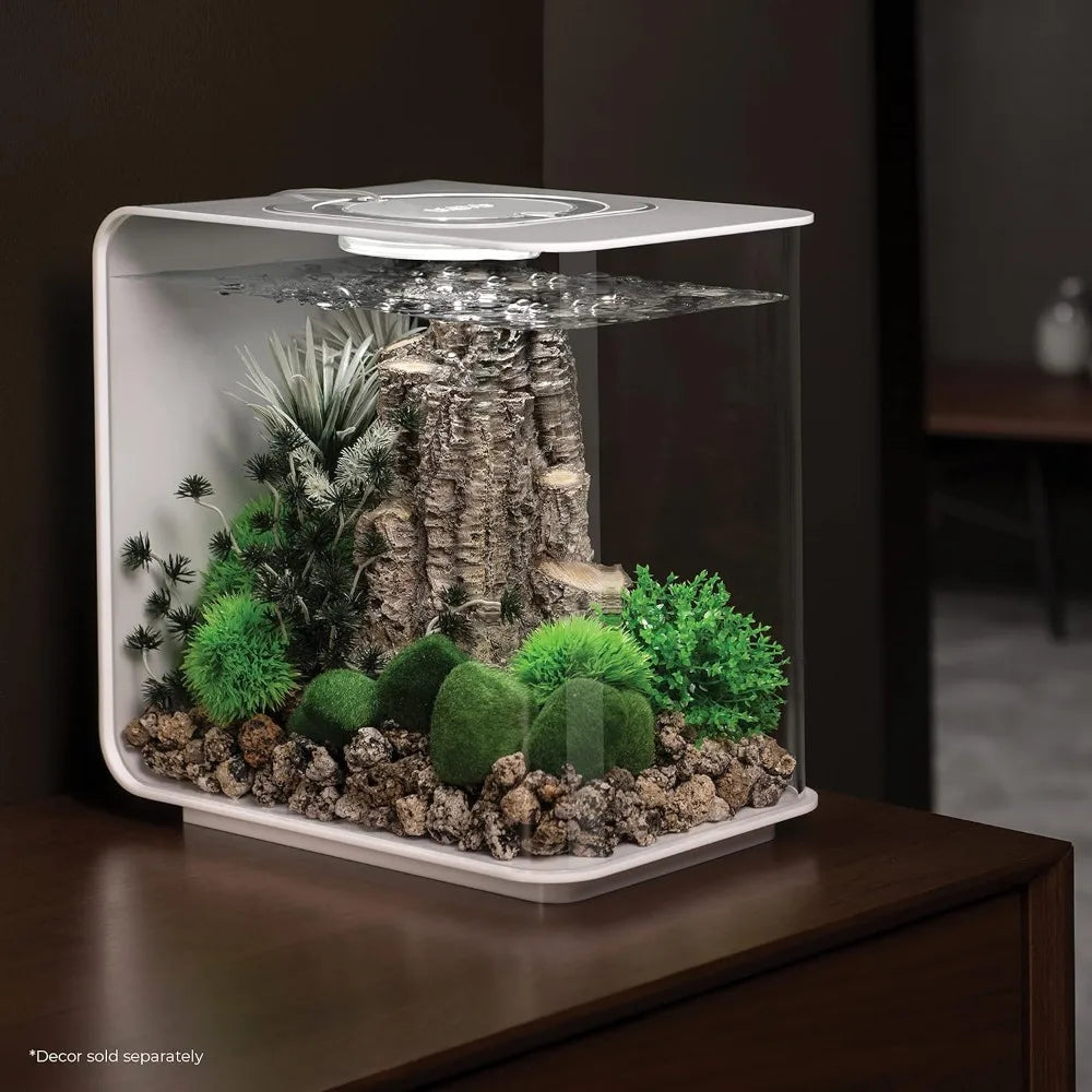 Acrylic Aquarium With White LED Light Modern Tank for Tabletop Display Fish Fishbowl