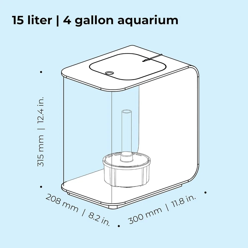 Acrylic Aquarium With White LED Light Modern Tank for Tabletop Display Fish Fishbowl