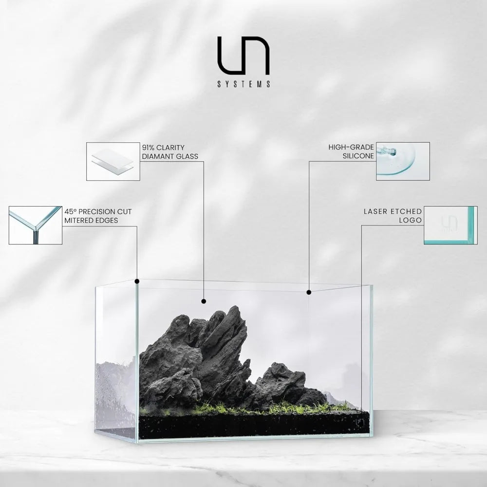 Ultra Clear Rimless Aquarium - Glass Fish Tank with 45° Mitered Edges, 5mm-15mm Thick, Leveling Mat Included