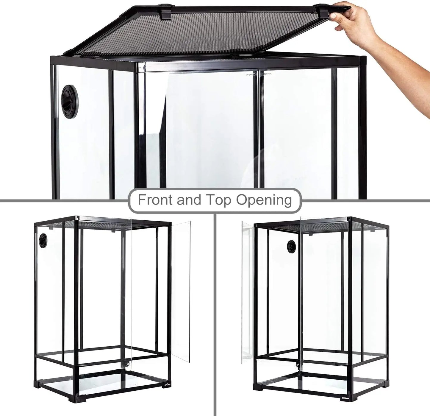 24" x 18" x 36" Reptile Tall Glass Terrarium Habitat Double Hinge Door with Screen Ventilation