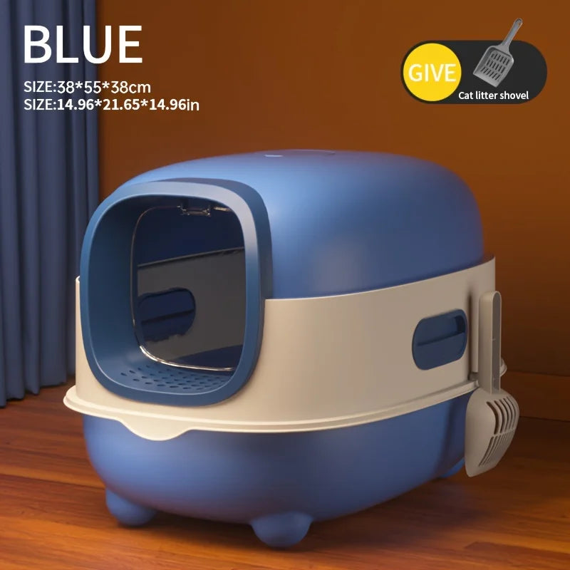 Closed cat litter box, splash proof, odor isolation, dual-purpose, foldable design