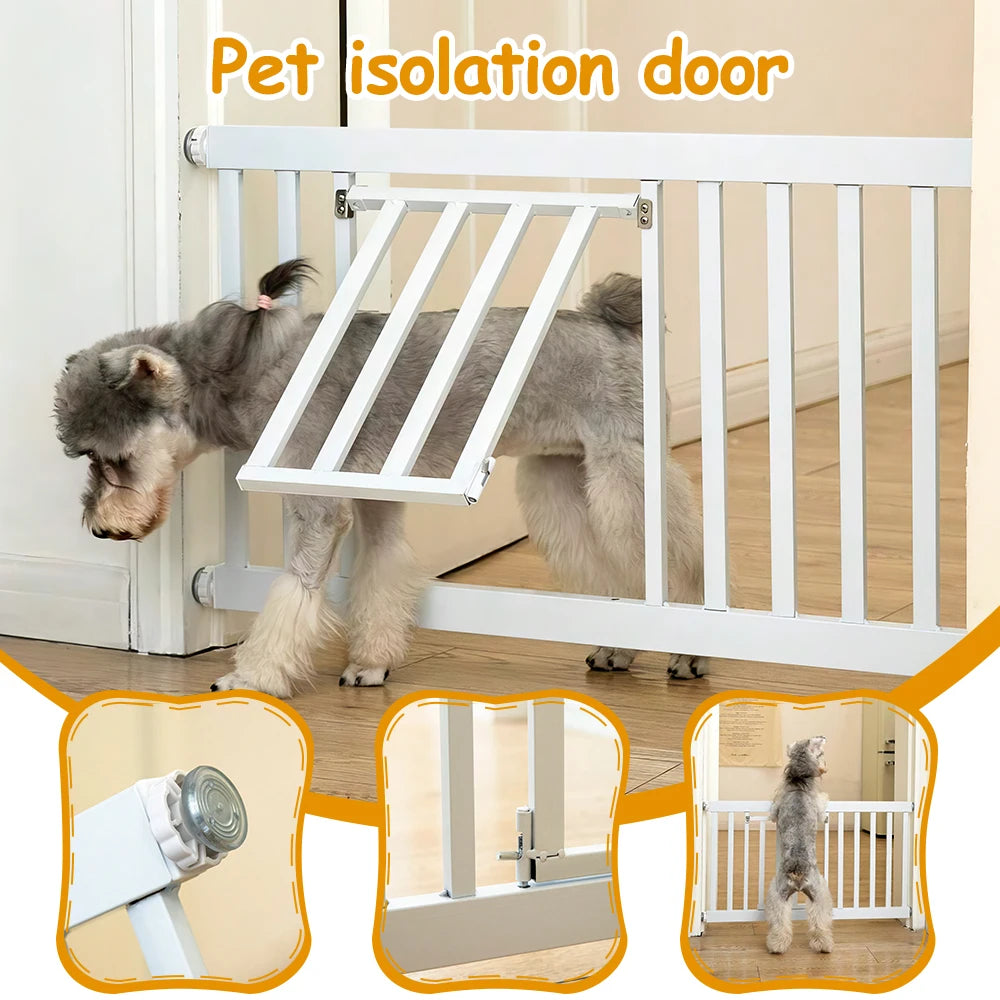 Metal Pet Gate 30-32" Short Dog Gate Retractable Baby Gate with Door For Stairs