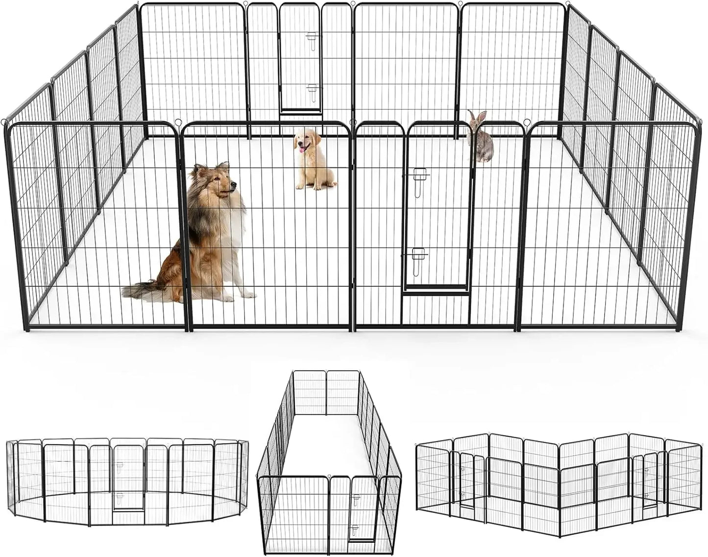 Dog Playpen Indoor Fence 16 Panel 40" Height Metal Exercise Pen with Door Small Puppy/Medium/Large Dogs