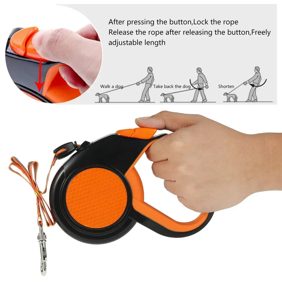 8M Retractable Dog Lead Leash with Strong Reflective Tape Non-Slip Handle for Small Medium Large Dogs