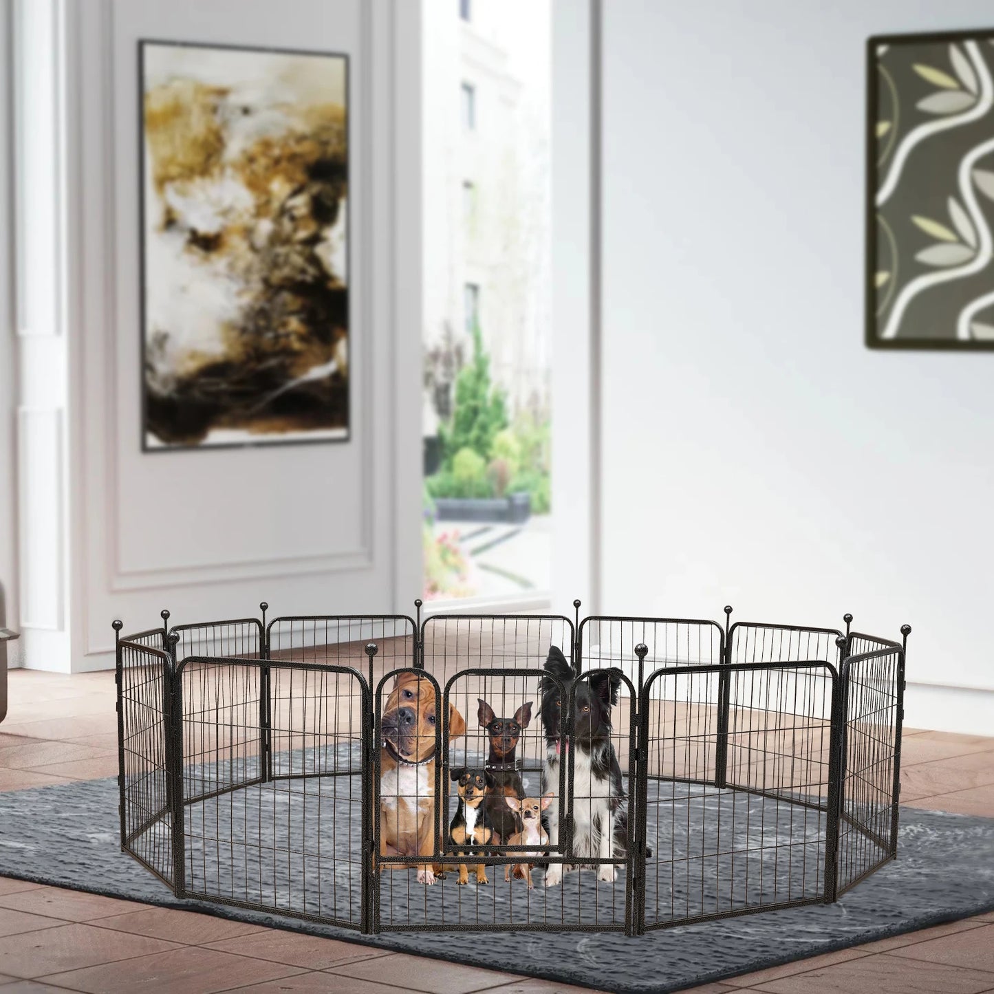 Dog Fence 23.6-in Height Dog Playpen Outdoor with Doors for Large/Medium/Small Dogs Pet,Puppy Playpen