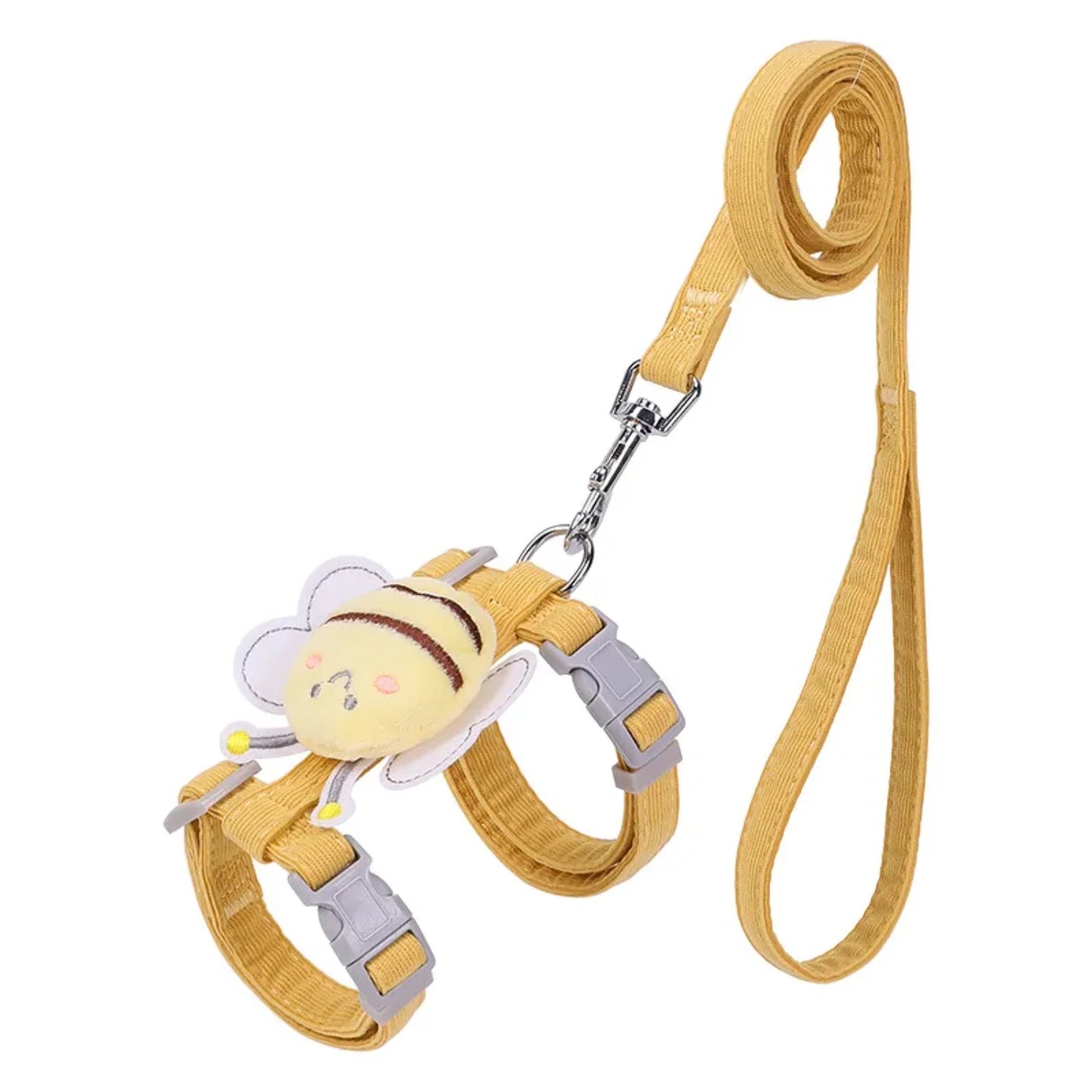 Cat Harness Leash Collar Set Adjustable Cartoon Bee Double Layer Dog Harness