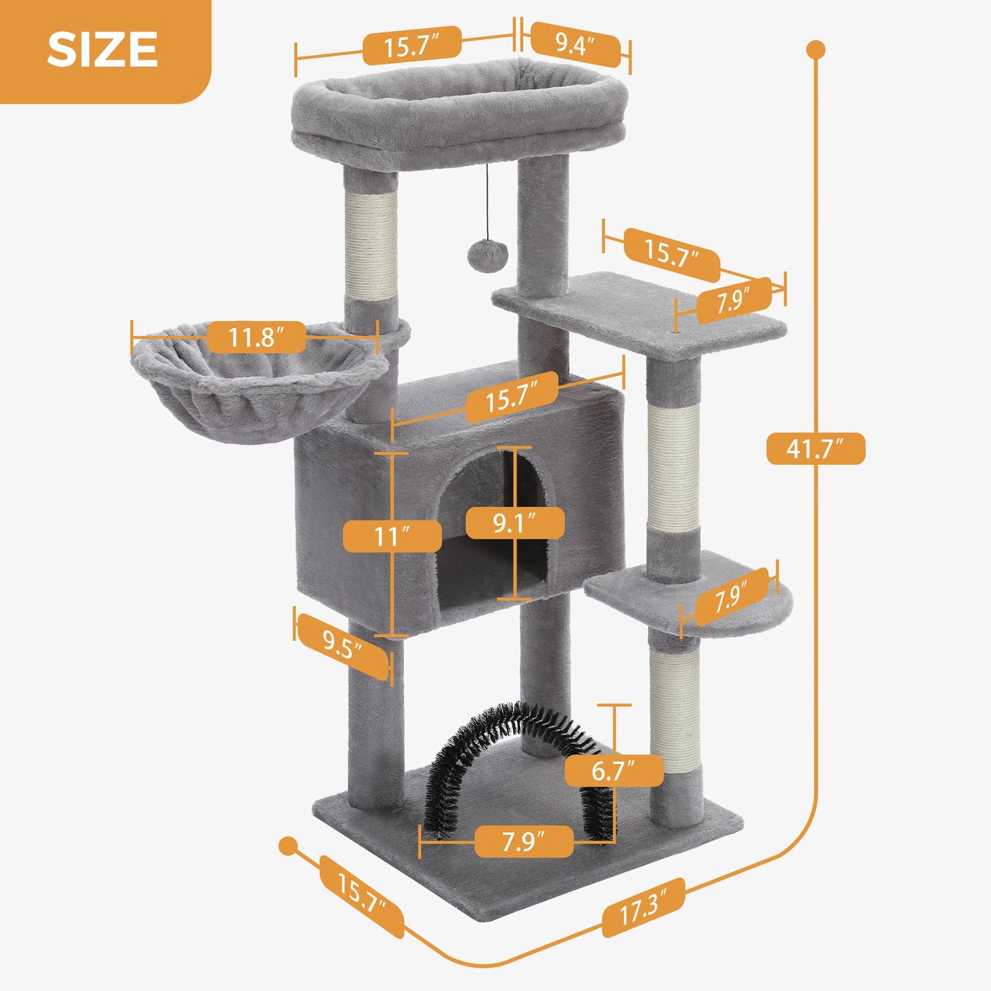 Cat Tree with Toy Cat Tower condo for Indoor Cats Perch Cozy Hammock and Sisal Scratching Posts