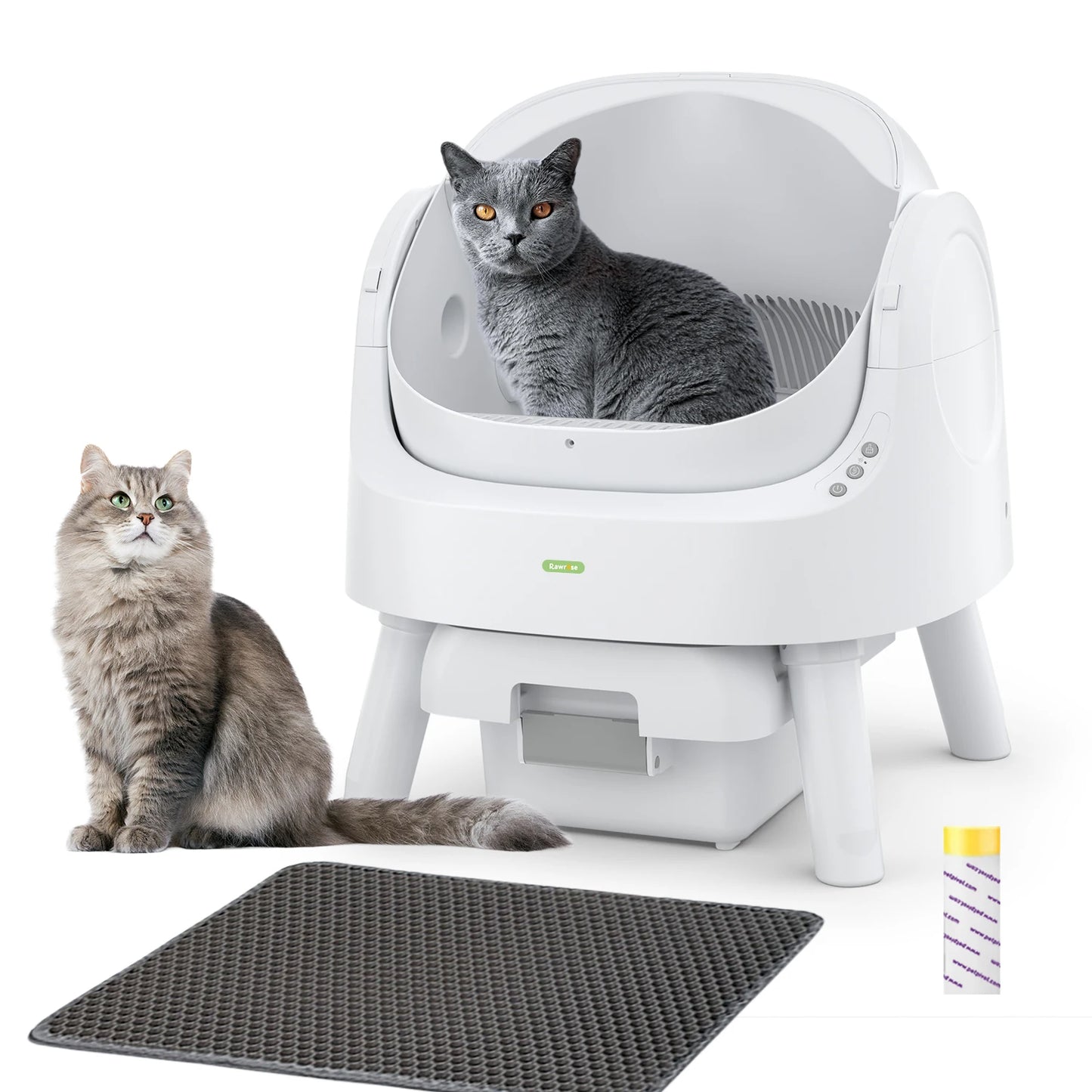 Automatic Open Top Litter Box for Multiple Cats, Smart Litter Box, Includes Mat And Trash Bags