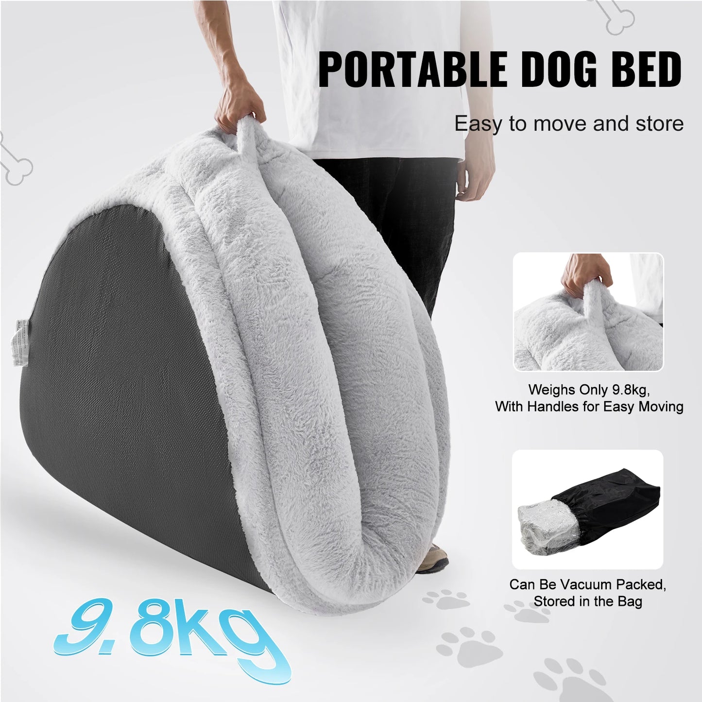 VEVOR Human Dog Bed Human Dog Bed for Adult Human Size Dog Bed with Washable Faux Rabbit Fur Cover