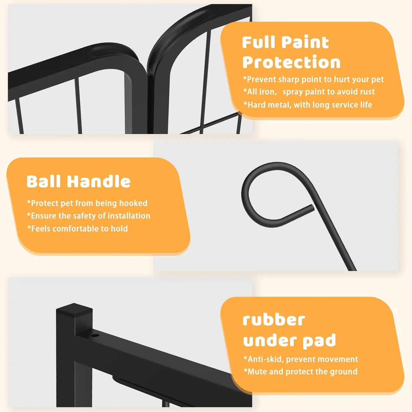 Heavy Duty Metal Dog Playpen for Medium/Small Animals,  Dog Fence Exercise Pen with Doors