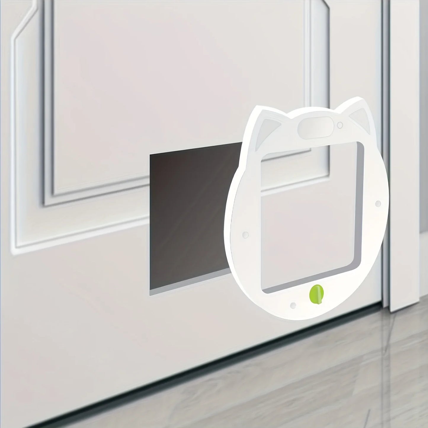 Cat Door with 4-Way Lock - ABS , Silent & Waterproof Large Cats, Small Dogs & Animals, Dual-Direction Entry