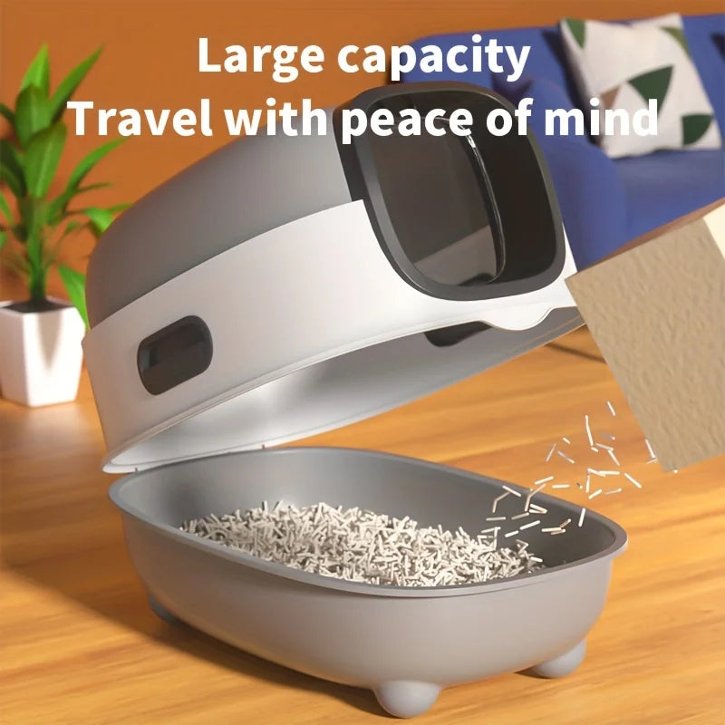 Closed cat litter box, splash proof, odor isolation, dual-purpose, foldable design