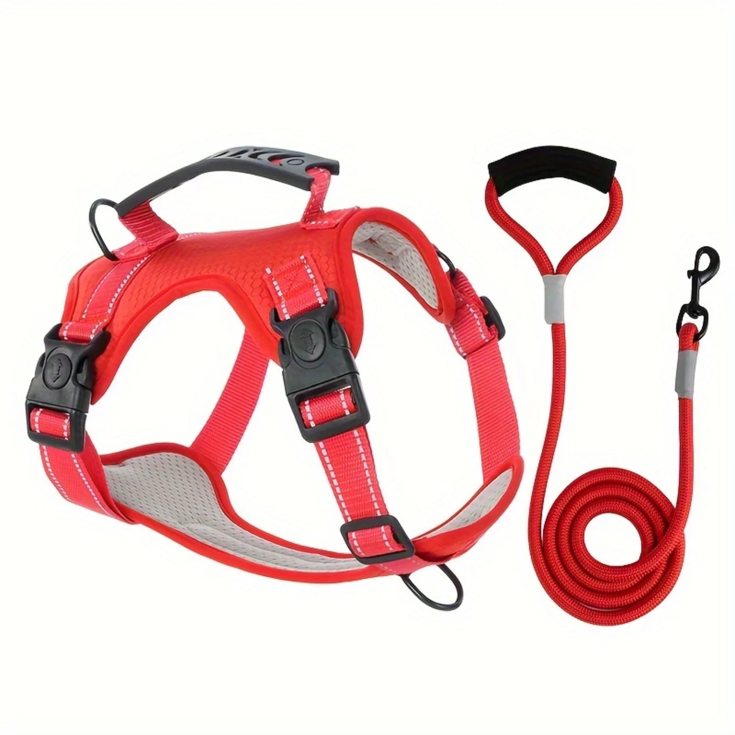 High-Visibility Reflective Dog Harness & Leash Set - Soft Mesh Pet Vest