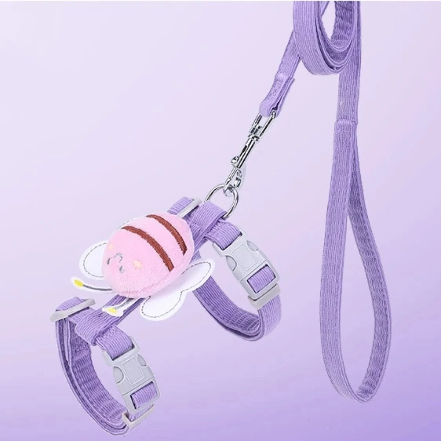 Cat Harness Leash Collar Set Adjustable Cartoon Bee Double Layer Dog Harness