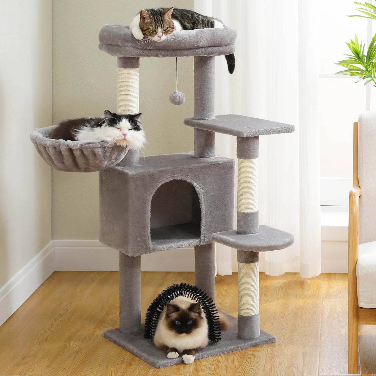 Cat Tree with Toy Cat Tower condo for Indoor Cats Perch Cozy Hammock and Sisal Scratching Posts