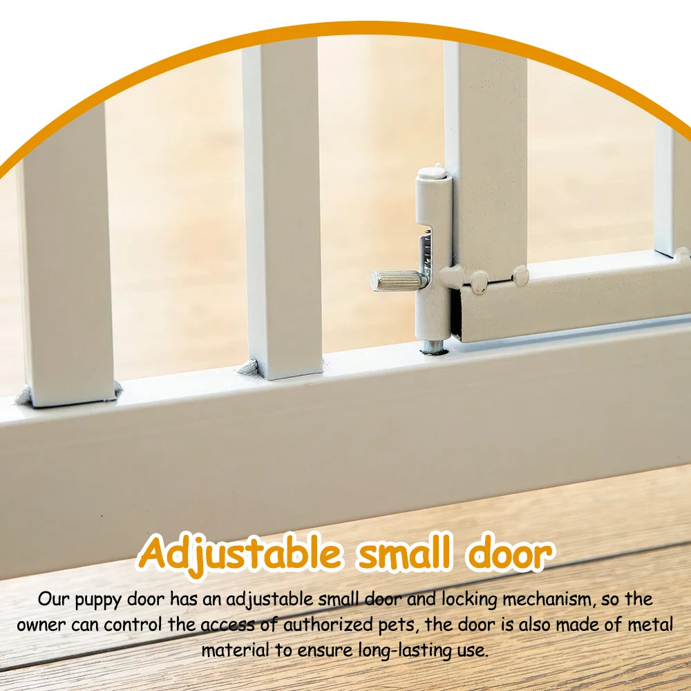 Metal Pet Gate 30-32" Short Dog Gate Retractable Baby Gate with Door For Stairs