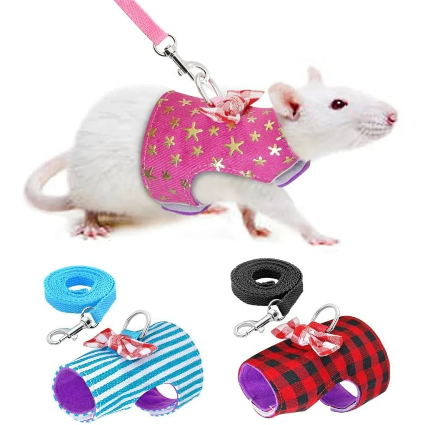 Small Pet Rabbit Harness Vest and Leash Set  Ferret Guinea Pig Bunny Hamster Puppy
