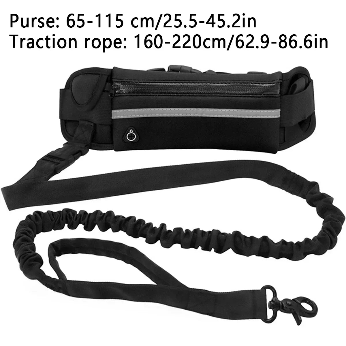 Hands Free Dog Leash for Running Walking Reflective Leash with Waist Bag Retractable Elastic Belt Dog