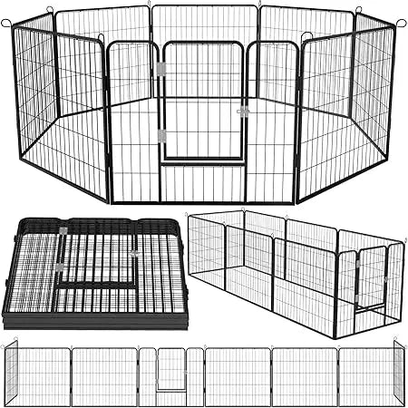 Heavy Duty Metal Dog Playpen for Medium/Small Animals,  Dog Fence Exercise Pen with Doors