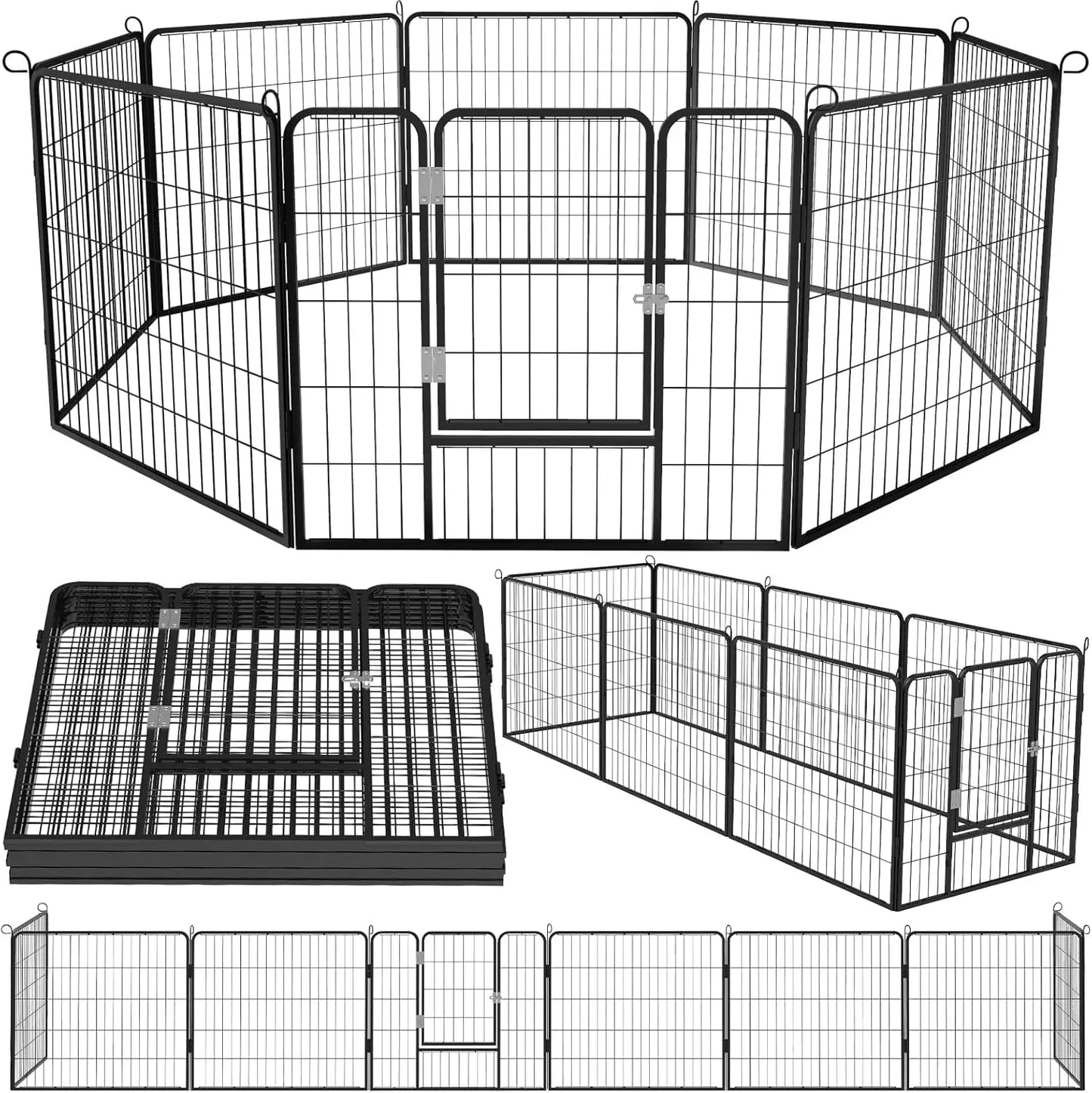 Heavy Duty Metal Dog Playpen for Medium/Small Animals,  Dog Fence Exercise Pen with Doors