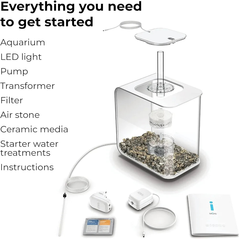 Acrylic Aquarium With White LED Light Modern Tank for Tabletop Display Fish Fishbowl