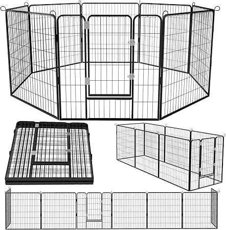 Heavy Duty Metal Dog Playpen for Medium/Small Animals,  Dog Fence Exercise Pen with Doors